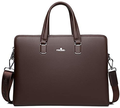 FSD.WG Herren Business Tasche,Wasserdichte Leder Aktentasche,Schulter Laptop Business Tasche für Business,Schule,Reisen,Abnehmbar…