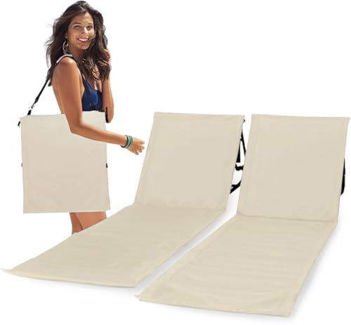 UNIPRIDE Lightweight Beach Chairs for Adults #2026 - Beach Mat Sand Free Waterproof I Ideal as Lounger for Tanning I Relaxing, Compact & Ultimate Beach Gear (Beige)