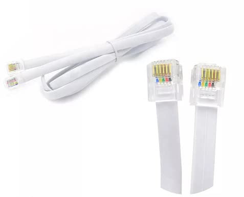 Cavo telefonico 6P6C con RJ12 maschio a maschio cavo piatto per fax, modem - 2,8 m bianco, 10 pezzi