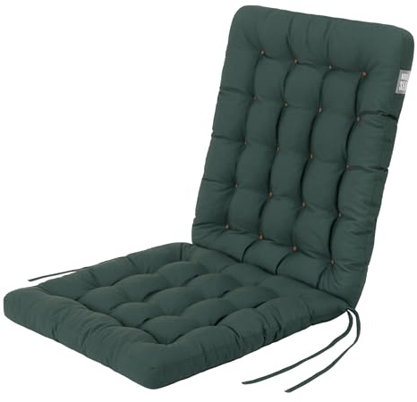 HAVE A SEAT Living Gartenstuhlauflage Niedriglehner 100x48 cm – Orthopädisch & 6 cm Dick – Wetterfest & Waschbar bei 95°C – 1er Set – Moosgrün | Serie Luxury