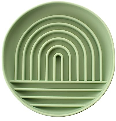 pet wiz Silicone Slow Feeder Bowl With Suction Base (Green)