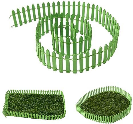 Molyorch Miniatur Zaun Gartenzaun Aus Holz Garten Deko Micro-Landschaft Zubehör Fairy Garden für DIY Dekorationen Modellbau Garten, Ornament Kleiner Ornament, Zuschneidbar (Grün)