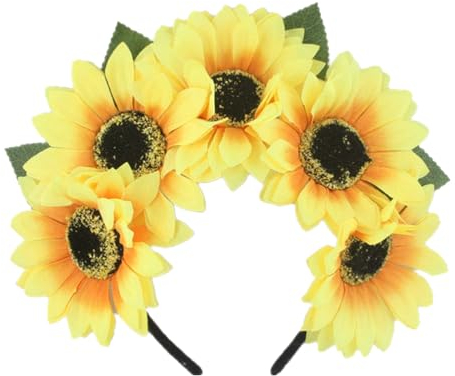 Beavorty Sonnenblumen-haarreif Simulierter Blumen-kopfschmuck Sonnenblumen-kopfbedeckung Haarreif Für Hawaii-party Urlaub Foto Requisiten