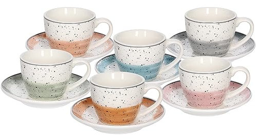 Tognana Sienna, set 6 tazze caffè con piatto, new bone china, multicolor