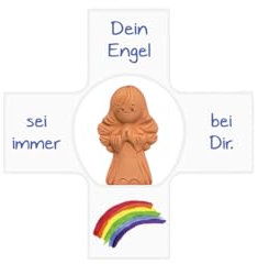 Fritz Cox Engelkreuz mit Segensspruch Dein Engel sei immer bei Dir | aus Holz | 12cm