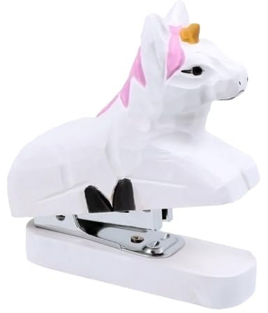 STOBOK Holztier-Hefter Einhorn-Desktop-Hefter Tragbarer Handhefter Handgefertigte Holzschnitzerei 3D-Einhorn-Statue Für Schulbüro