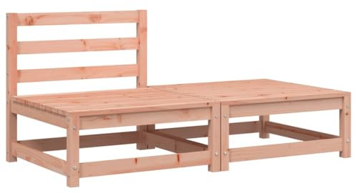 vidaXL Gartensofa, Modular Sofa ohne Armlehnen, Gartensessel mit Hocker, Relaxsessel Lounge Sessel Gartenmöbel, Massivholz Douglasie
