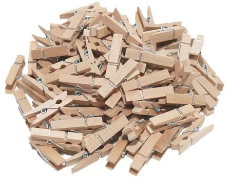 300 x Mini Holzklammern, 35mm Natur Kleine Wäscheklammern aus Echten Holz | Deko Klammern, Kleine Holzclips, Natürliche Zierklammern für DIY, Basteln, Aufhängen von Fotos, Postkarten, Briefen