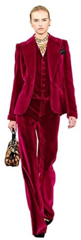 Leader of the Beauty Traje de negocios de terciopelo de 2 piezas para mujer, blazer y pantalones, traje de fiesta de boda, fucsia, XL