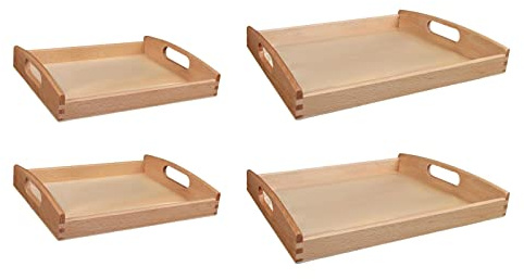 Harilla Montessori Tablett-Set für die Küche - 4-teilig, Elegante ovale Form