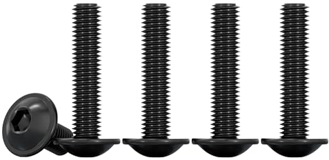 Drenky 20 Pcs Flanged Button Head Screws 304 Stainless Steel Black Pan Head Screws M6 X 30mm Fully Thread Machine Screw, Rustproof Screw with Flange And Hexagon