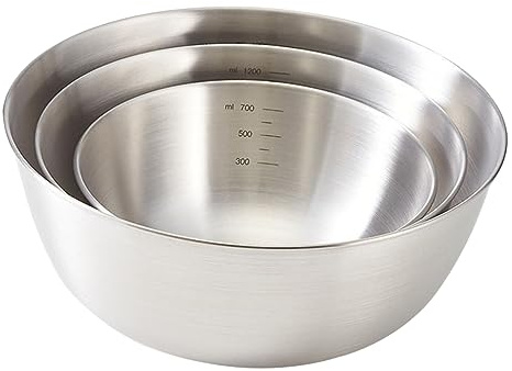 Generico 3Pezzi Ciotole in Acciaio Inossidabile per Cucina Ciotole per Mescolare Insalata Zuppa con Scala per Misurazione Perfette per Cottura Preparazione Cibi