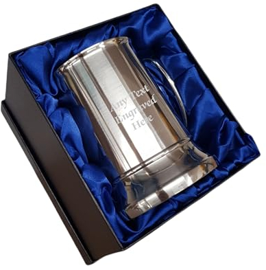 1stclassgifts [Custom] Personalised Stainless Steel US 1 Pint Tankard (500ml) in a Silk Presentation Box - Any Text You Want