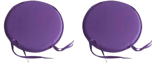 2 Pc Round Stuhlkissen mit Bändern Dm 30 cm Sitzkissen Gefüllt, Memory Foam Kissen, Outdoor Gartenstuhlkissen, Garten Sitzpolster Set für Rattanstühle, Outdoor Stuhlauflage, Lila