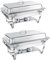 WENMILY Chafing Dish Buffet Set 9L[Robust und hochwertig],2pcs Edelstahl Warmhaltebehälter[Rollrand-Design],Speisenwärmer für Catering Buffet und Party (Quadrat Silber - 2 Sets 1/2+1/1 GNContainers)
