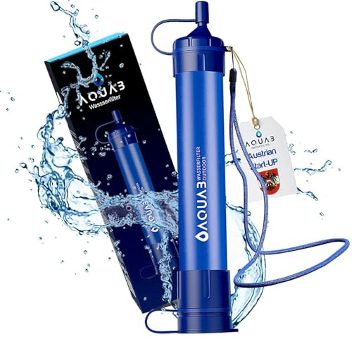 AQUAB® Wasserfilter Outdoor Survival Militär Camping für 4500L Trinkwasser | entfernt 99,99% aller Bakterien und filtert Viren, Partikel und Schwermetalle | Notfall- & Survival-Ausrüstung