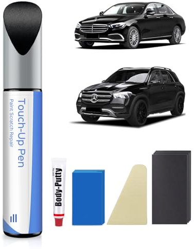 PARTS4EV 197/9197 Ossidiana Nero Metallizzato Kit per ritocchi per Mercedes-Benz – Corrispondenza esatta – Riparazione di graffi e scheggiature