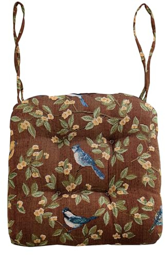 vctops Farmhouse Bird Print Chair Cushions with Ties U-Shaped Soft Comfortable Chair Pads Non Slip Seat Cushions for Indoor Dining Room and Kitchen Chairs (Coffee,16x16)