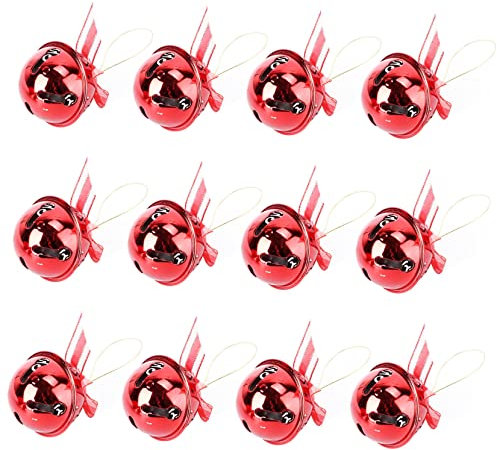CAXUSD 12st Weihnachtsglocken Christbaumschmuck Weihnachtshandwerksglocken Weihnachtsschmuck Basteln Selber Machen Weihnachten Weihnachtsbaumglocken Anhänger Rot Schmiedeeisen