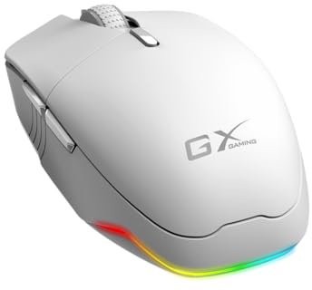 Ratón inalámbrico Recargable para Juegos, 3200 dpi, Bluetooth/2.4G, LED de 7 Colores, 8 Modos de retroiluminación, 6 Botones, dpi Ajustable con copiloto AI, Blanco