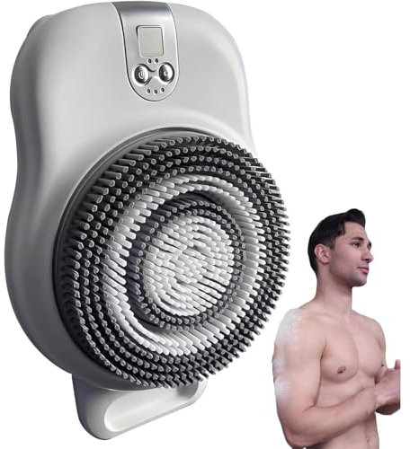 ZMJGLL Autolaveuse électrique Brosse de Bain,Autolaveuse Murale pour Douche,Rotation Automatique à 360°,avec Grande tête de Brosse de 18cm,Réglage à 2 Vitesses