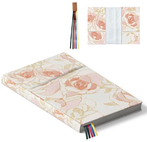 Hobbspring Couverture de livre rose pour couverture rigide, 22 x 15 cm, protection de livre réglable, avec marque-page, couverture de livre pour roman, carnet, bible, amoureux des livres, cadeau de