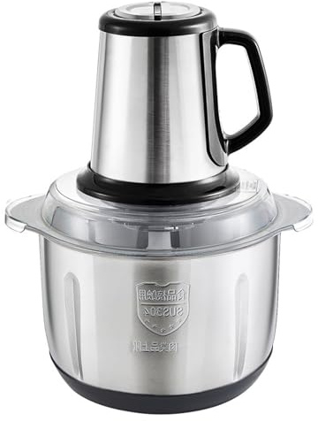 Picadora Eléctrica de Alimetos,5L Trituradora de Alimentos de Acero Inoxidable,Picadora Batidora Eléctrica de Cocina 5 Cuchillas,Picadora de Carne Verduras y Frutas,Ajuste de dos velocidades