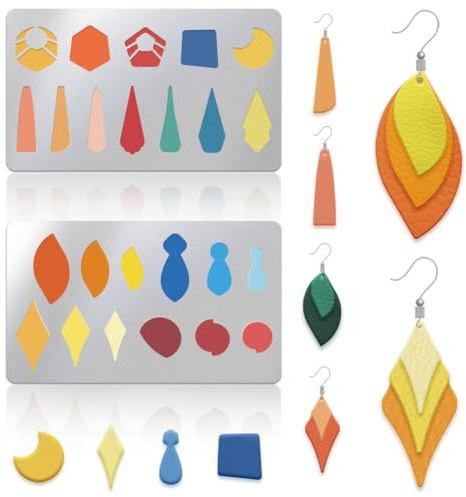 UNICRAFTALE Metallschablone Edelstahl Wiederverwendbar Grundgeometrie Vorlage Holzschnitzerei Kleine Schablone Tropfenausschnitte Schablone Lapidarium Vorlage Für Cabochons Ohrringe Schmuckherstellung