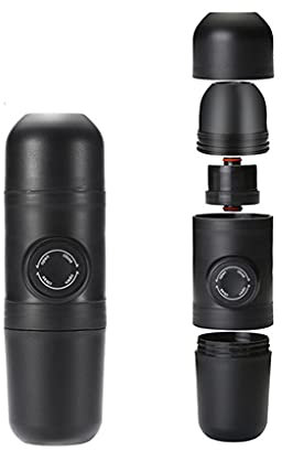 Macchina per caffè Manuale, Macchina per caffè Espresso Portatile, Macchina per caffè da Viaggio per Campeggio, Escursionismo, Nero