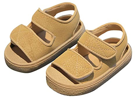 Generisch Zapatos antideslizantes para bebé, verano, parte inferior suave, antideslizante, monocolor, moda infantil, sandalias de playa casuales, zapatos luminosos para niños, caqui, 23 EU Estrecho