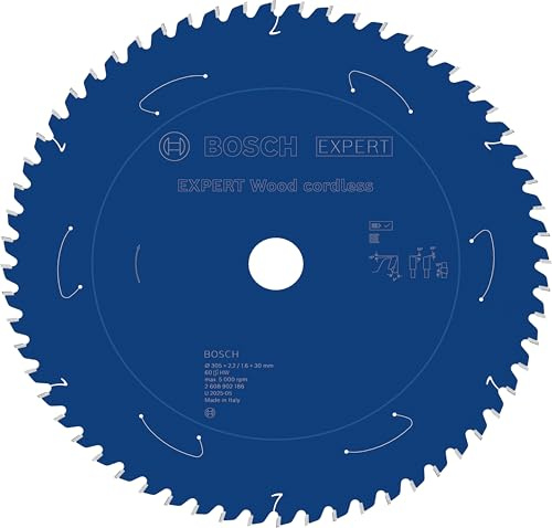 Bosch 1x EXPERT Wood cordless Kreissägeblatt für Kapp‑ und Gehrungssägen (für Weichholz, Hartholz, Ø mm, Professional Zubehör kabellose Kapp- und Gehrungssäge)