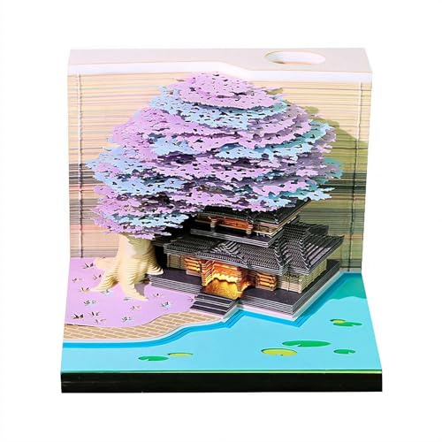 Time Piece, Calendario da scrivania 2026, con luce LED, blocco note 3D, casa sull'albero, castello a strappo, carta intagliata, idea regalo per il Ringraziamento, Natale, inaugurazione della casa