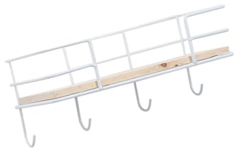 HAMPPLIES Mensola Da Parete in Ferro Battuto Bianca Con Ganci Resistenti Portagioie e Organizer Decorativo Per Camera Cucina e Ufficio Mobiletto Sospeso Multiuso