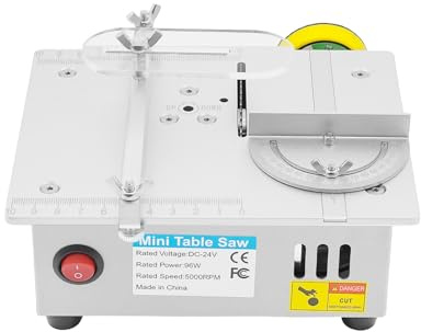 Mini Tischsäge 96W Motor 7 Geschwindigkeiten 5000 U/min 15mm Schnitttiefe 4 Sägeblätter Staubsaugeranschluss für Modellbau Holzacryl Schneiden präzise Sägen Aluminiumlegierung Tischplatte ﻿