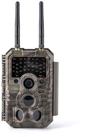GardePro E9 2.0 Wildkamera Dual Antenne WLAN mit 64GB SD Karte, 64MP H.264 4K Video, 30m Infrarot Nachtsicht Bewegungsmelder Wildtierkamera WiFi Handyübertragung mit App, 0,1s Schnelle Trigger, IP66