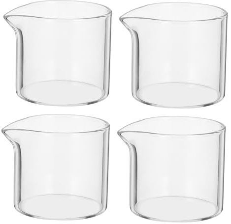 SAFIGLE 4 piezas Jarras Pequeñas de Vidrio Transparentes para Leche y Jarabe Diseño Resistente y Ligero Dispensadores Versátiles para Cafeterías y Restaurantes