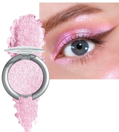 Rose Fard a Paupiere Paillette, Fard a Paupiere Crème Glitter Holographique | Métallique Ombre a Paupiere Scintillant, Longue Durée Facile à Blender, Highly Pigmented Eyeshadow, Maquillage Femme