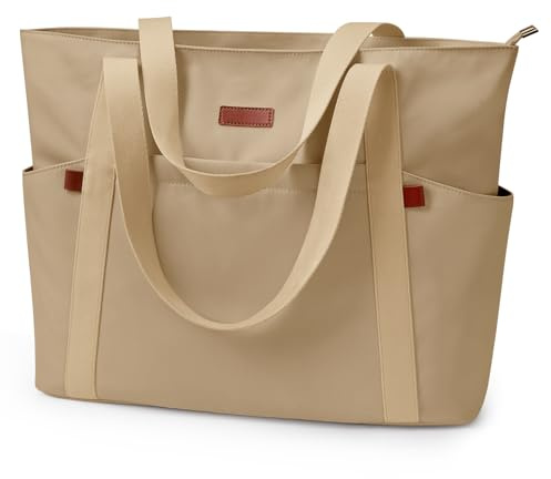 KALIDI Groß Tote Bag Damen Mehrere Taschen Shopper Tasche für Arbeit Schule | Wasserdicht Reißverschluss Leicht Cord Reise Strandtasche Gym Beach Reisen Leopard