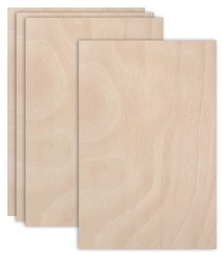 QUARKZMAN 4 Pezzi Fogli Di Compensato Mogano 30 x 45 x 3 mm Legno Non Finito Leggero E Resistente Pannelli Di Legno Per Taglio Laser E Incisione Artigianato Pittura Modellismo Aeroplano