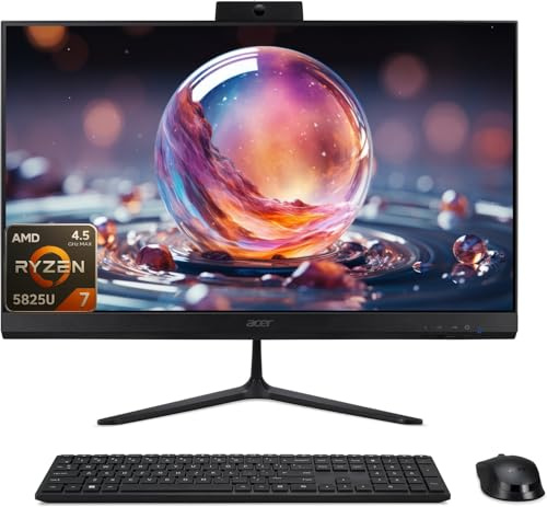 acer Aspire C27 AIO Desktop, 27 Full HD IPS 120Hz Display, AMD Ryzen 7 5825U Processor (8 Core, Up to 4.5GHz), 64GB RAM, 1TB SSD, Wi-Fi 6E, HDMI, DP Port, Wireless Keyboard & Mouse, Windows 11