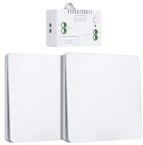 Juego de interruptores de luz inalámbricos de 230 V, sin batería, interruptor de pared inalámbrico para luces, fácil instalación sin recableado, botón inalámbrico para casa, interruptor de luz