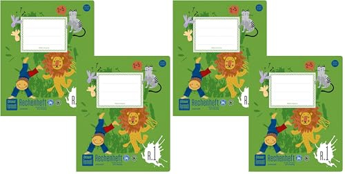 Formati Rechenheft R.1 Quart 20 Blatt kariert, 2 Stück, aus 100% Recyclingpapier, durchdachte Lineatur für schöne Zahlen (Packung mit 2)