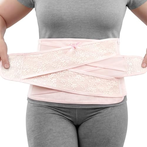 Nuliie Postpartum Belly Wrap with V-Shaped Cross Support, Breathable Postpartum Belly Band for Use After C-Section or Vaginal Birth, Adjustable Belly Binder Postpartum for Daily Postpartum Wear, L