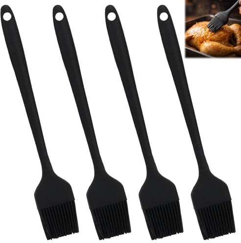 4 Stück Silikonpinsel Set 21cm – Hitzebeständige Küchenpinsel und Grillpinsel aus BPA-freiem Silikon, Vielseitiges Silikonpinsel Küche Set für Backen, Kochen & Marinieren