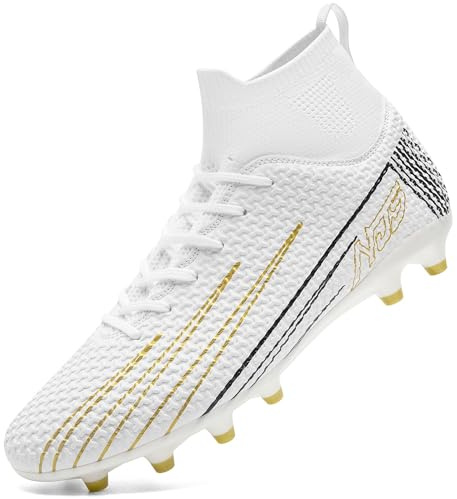 DimaiGlobal Botas de Fútbol Hombre Mujer con Tacos para Césped Natural/Artificial e Interior/Exterior High Top Zapatillas de Futsal Antideslizantes para Entrenamiento Junior