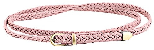 Cheerlife Damen Schmaler Flechtgürtel 0,8cm Geflochten Gürtel Vintage Taillengürtel Kleid Belt Gürtel (Pink)