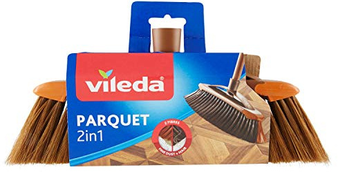 Vileda 133580 Scopa 2 In 1 Parquet, Fibre per Polvere e Capelli