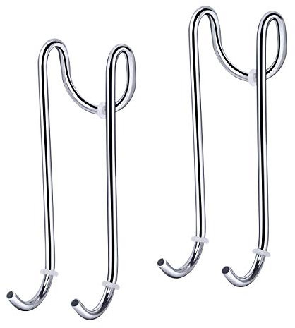 Love-KANKEI Duschhaken 2er Set Haken Dusche Glasduschwand Ohne Bohren Halterung für Duschabzieher Handtücher Bath Ball mit Gummi Schutz