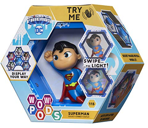 WOW! PODS DC Comics Superman - Figurine de super-héros lumineux à tête branlante, Jouet à collectionner Extra Large Cranberry