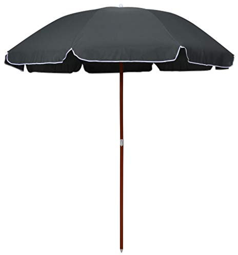 Tidyard Ombrellone con Palo, Ombrelloni da Giardino, Ombrellone da Spiaggia in Acciaio 240 cm Antracite
